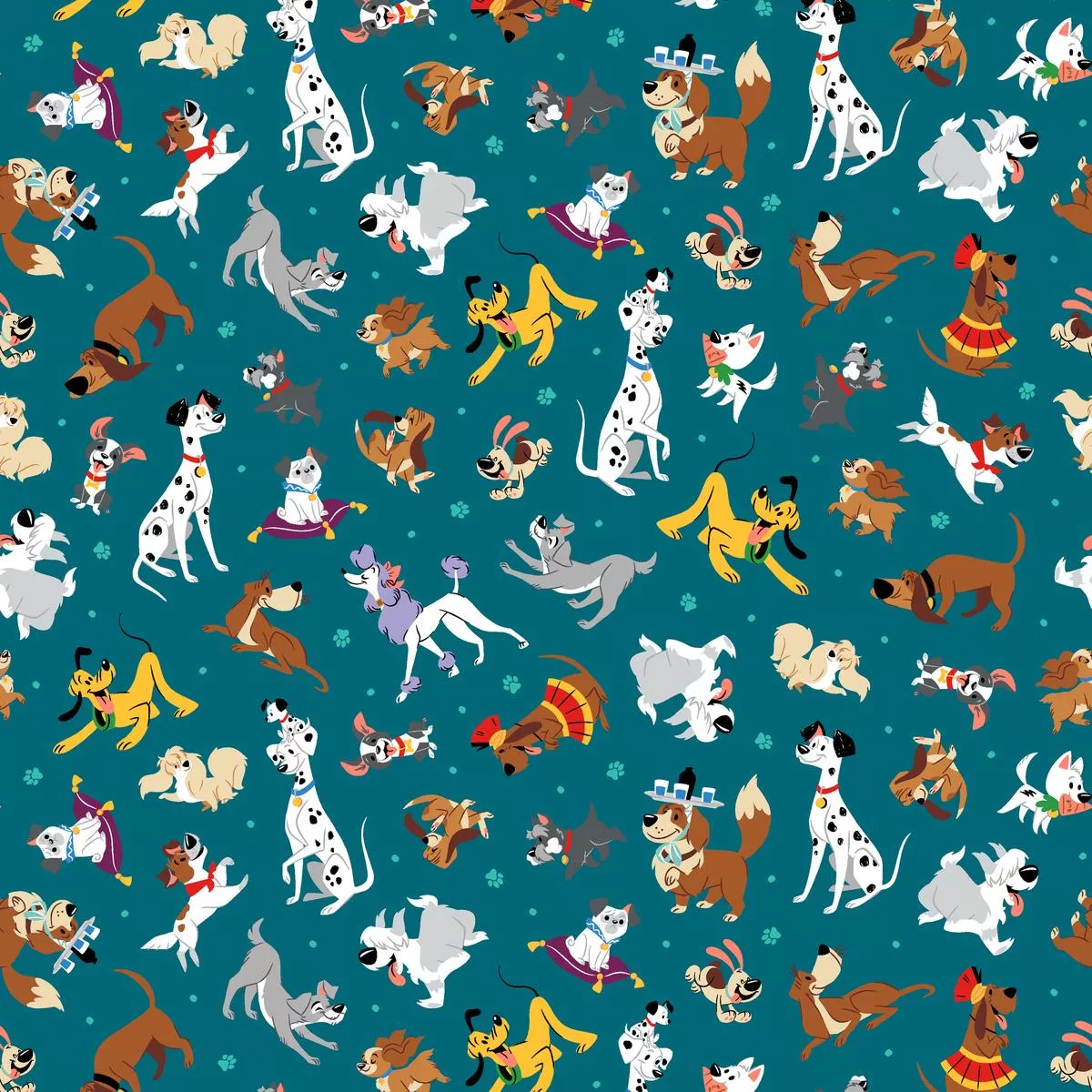 disney-dogs-on-teal-fabric Disney Dogs on Teal Fabric