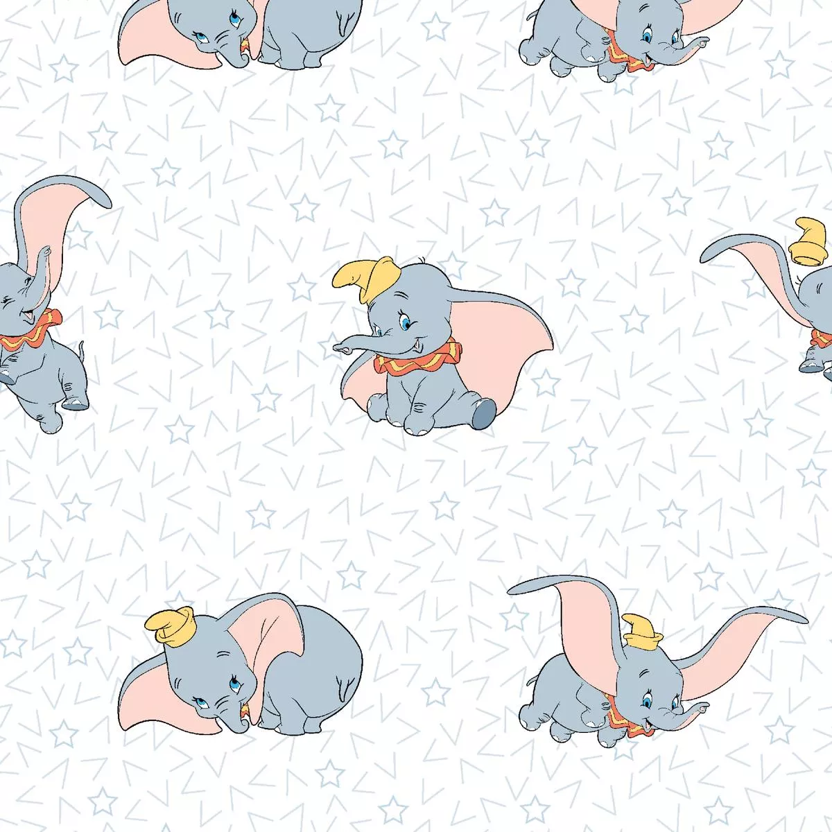 disney-dumbo-flying-pattern-on-white-fabric Disney Dumbo Flying Pattern on White Fabric
