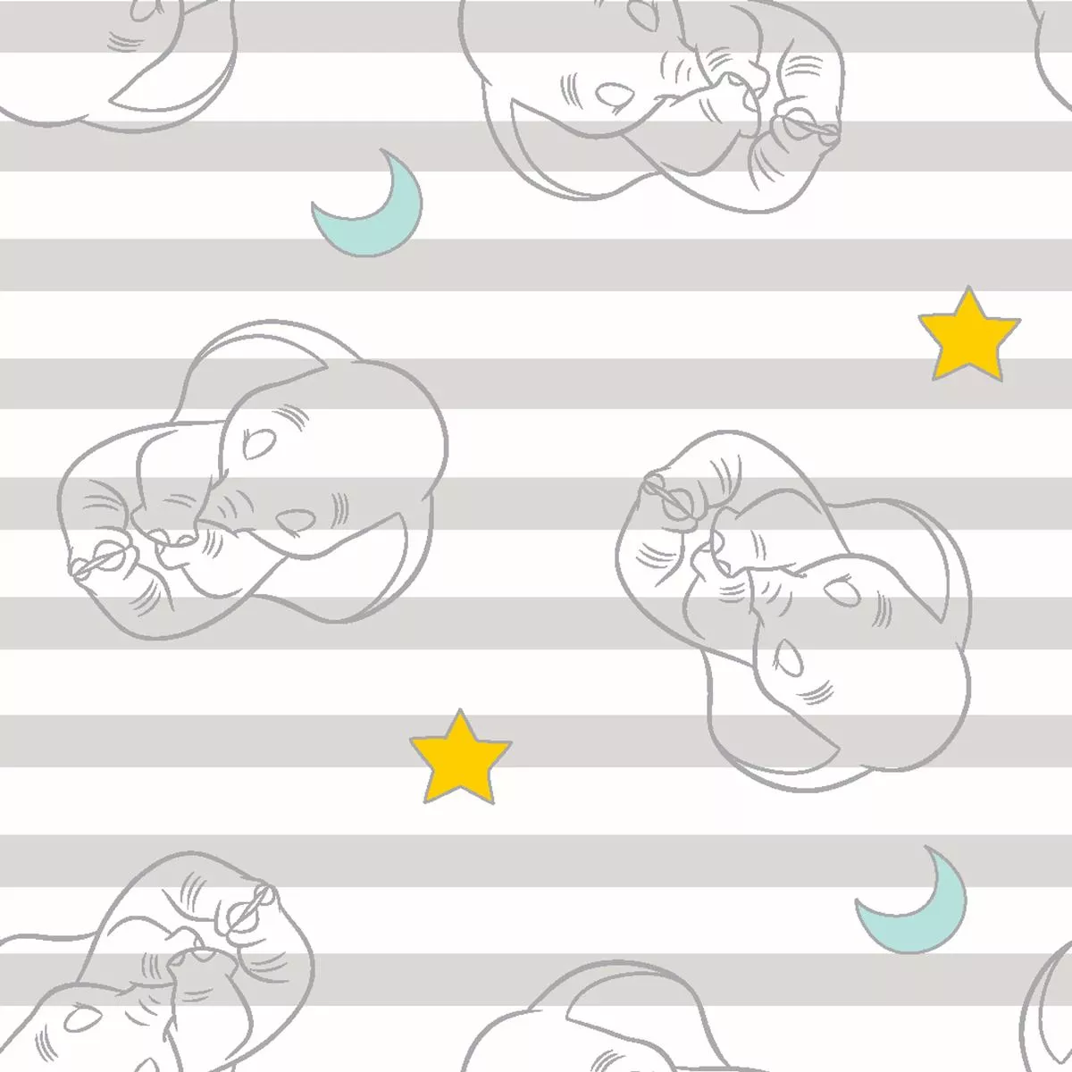 disney-dumbo-sweet-dreams-striped-pattern-fabric Disney Dumbo Sweet Dreams Striped Pattern Fabric
