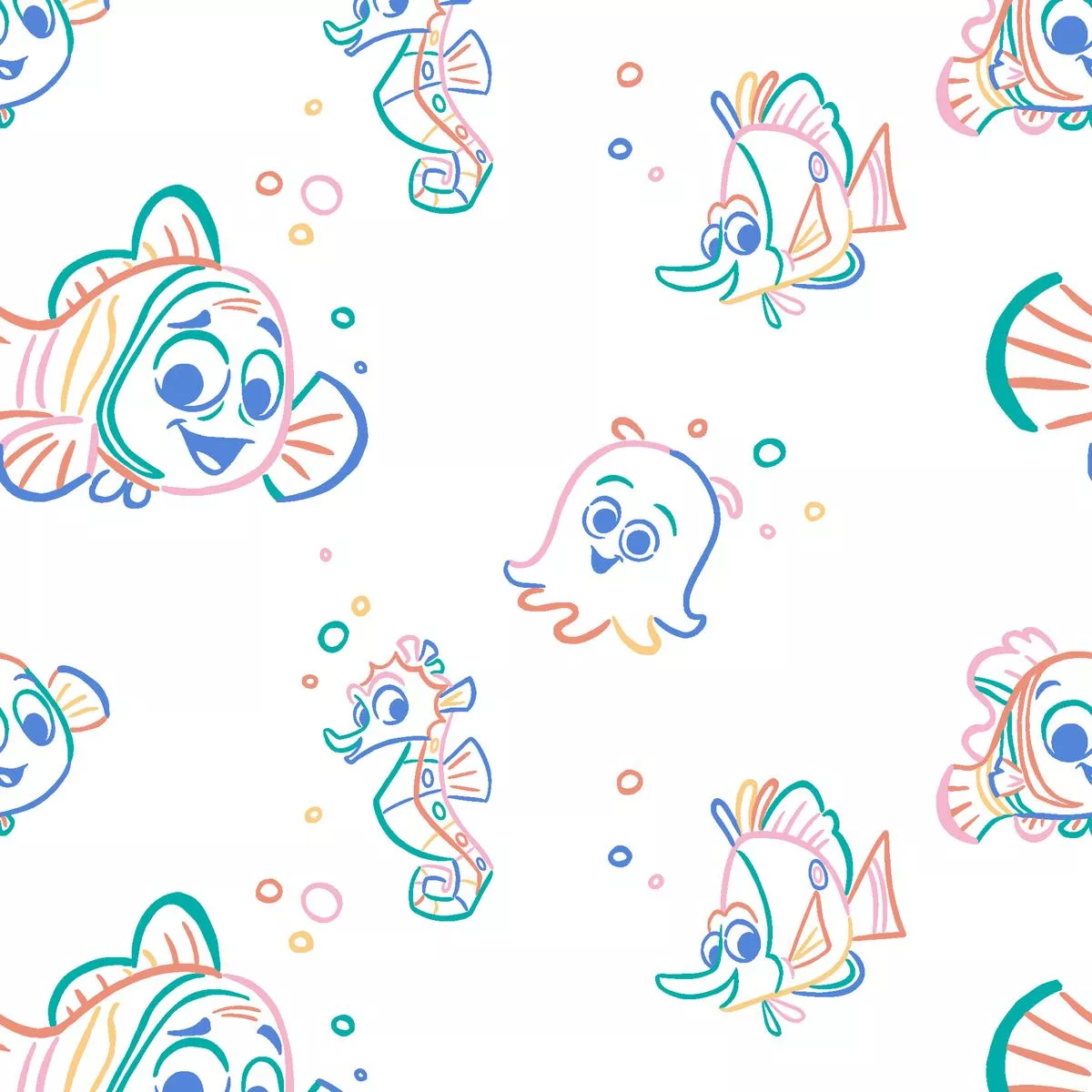 disney-finding-nemo-colorful-neon-sea-creatures-pattern-fabric Disney Finding Nemo Colorful Neon Sea Creatures Pattern Fabric