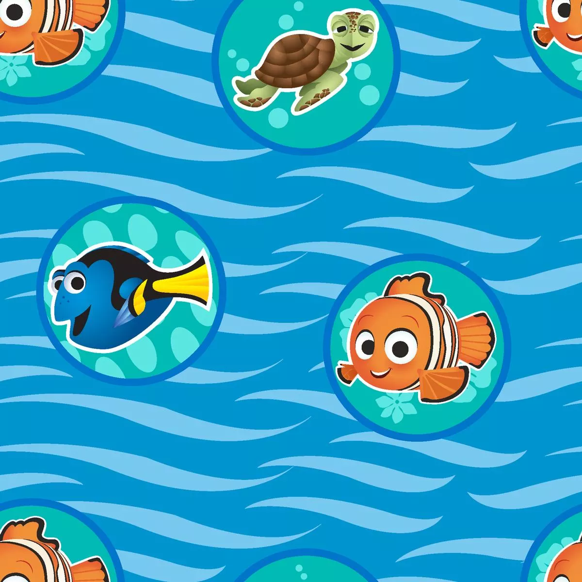 disney-finding-nemo-sea-friends-blue-pattern-fabric Disney Finding Nemo Sea Friends Blue Pattern Fabric