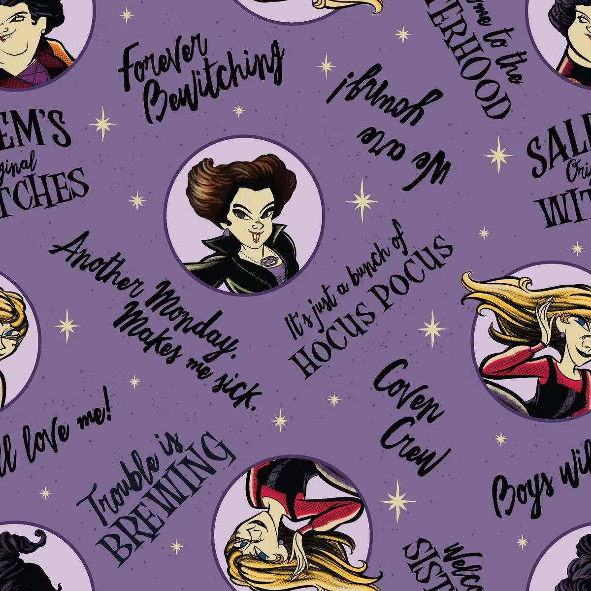 disney-hocus-pocus-purple-bewitched-character-fabric Disney Hocus Pocus Purple Bewitched Character Fabric