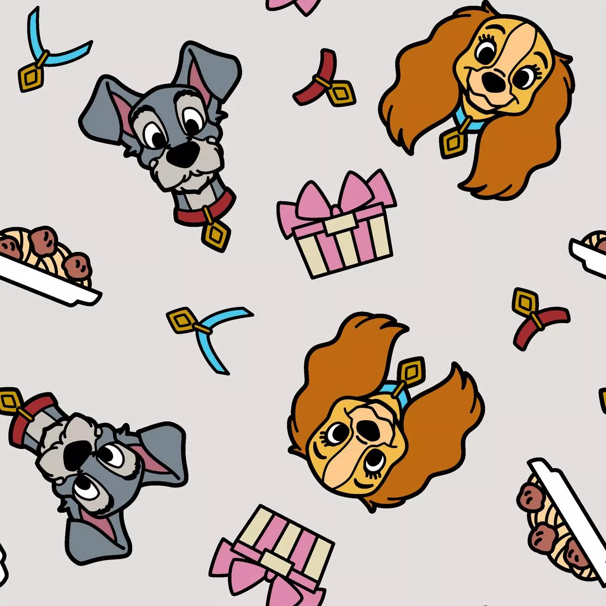 disney-lady-tramp-dinner-surprise-fabric Disney Lady & The Tramp Dinner Surprise Fabric