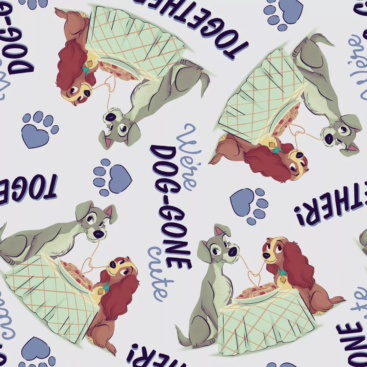 disney-lady-tramp-romantic-dinner-fabric Disney Lady & The Tramp Romantic Dinner Fabric