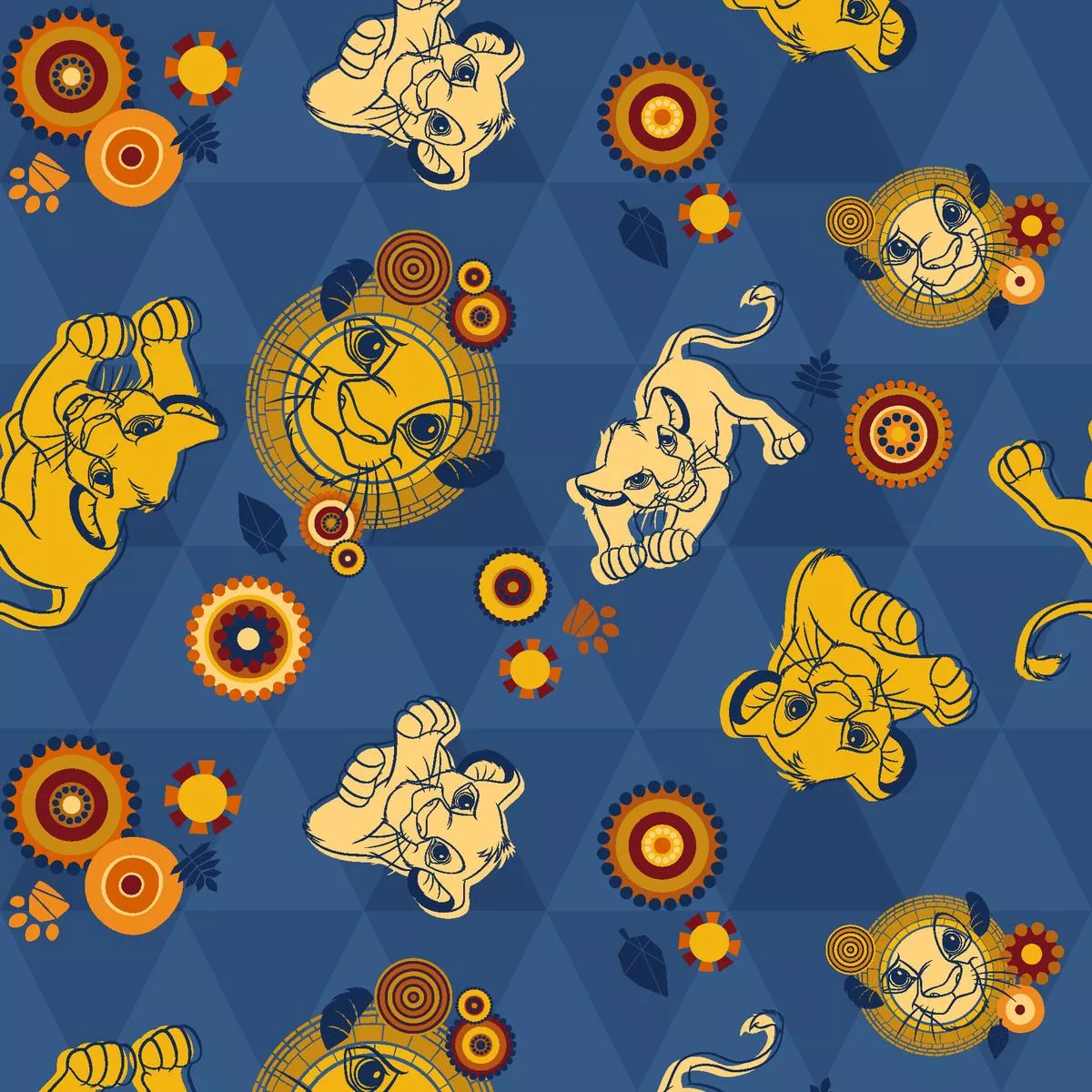 disney-lion-king-simba-circular-geometric-fabric Disney The Lion King Simba Circular Geometric Fabric