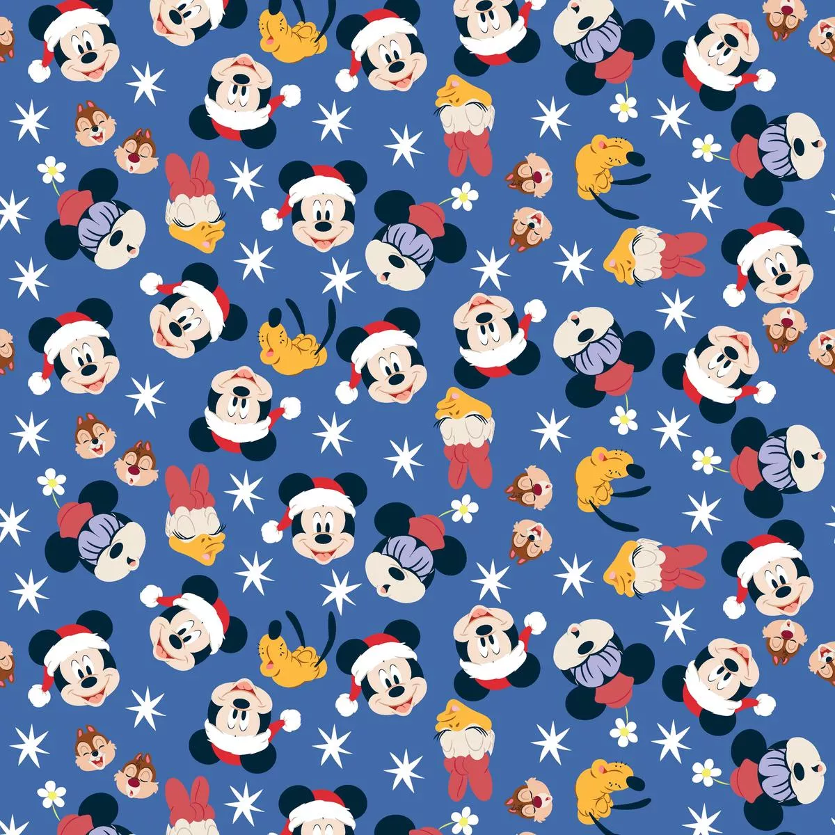 disney-mickey-friends-holiday-pattern-on-blue Disney Mickey & Friends Holiday Pattern on Blue