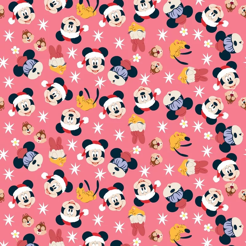 disney-mickey-friends-holiday-pattern-on-pink Disney Mickey & Friends Holiday Pattern on Pink