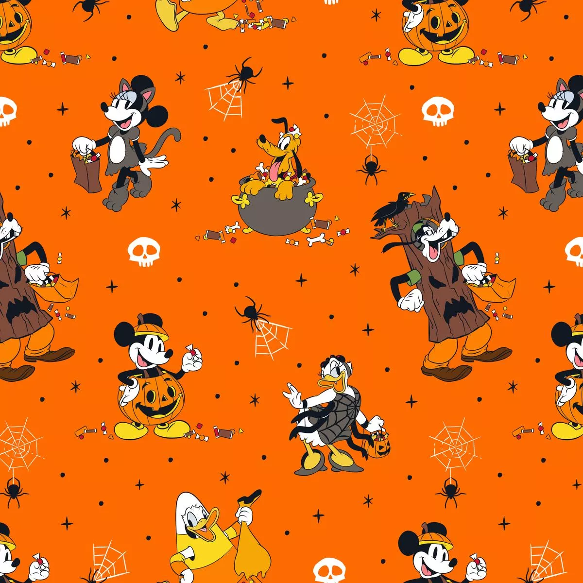 disney-mickey-friends-orange-candy-galore-fabric Disney Mickey & Friends Orange Candy Galore Fabric