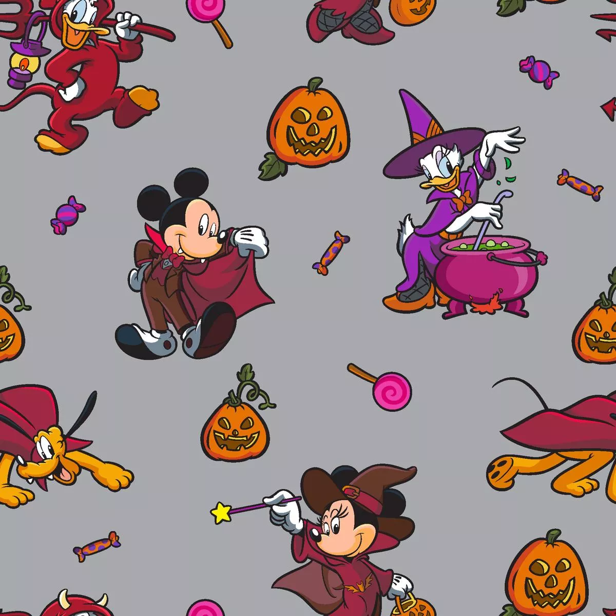 disney-mickey-friends-pumpkins-candy-fabric Disney Mickey & Friends Pumpkins and Candy Fabric