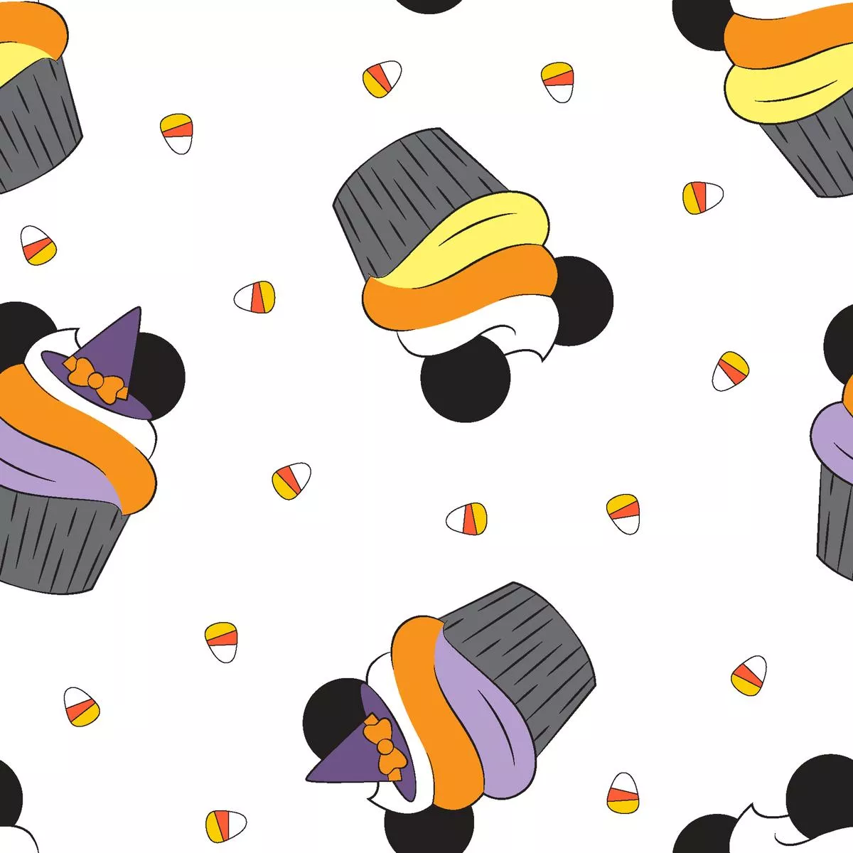 disney-mickey-mouse-candy-corn-cupcake-fabric Disney Mickey Mouse Candy Corn Cupcake Fabric