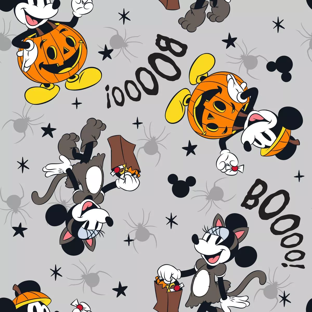 disney-mickey-mouse-gray-halloween-boo-fabric Disney Mickey Mouse Gray Halloween Boo Fabric