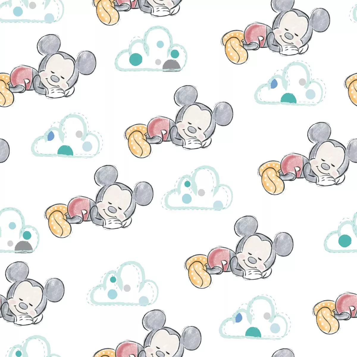 disney-mickey-mouse-head-in-clouds-fabric Disney Mickey Mouse Head in the Clouds Fabric