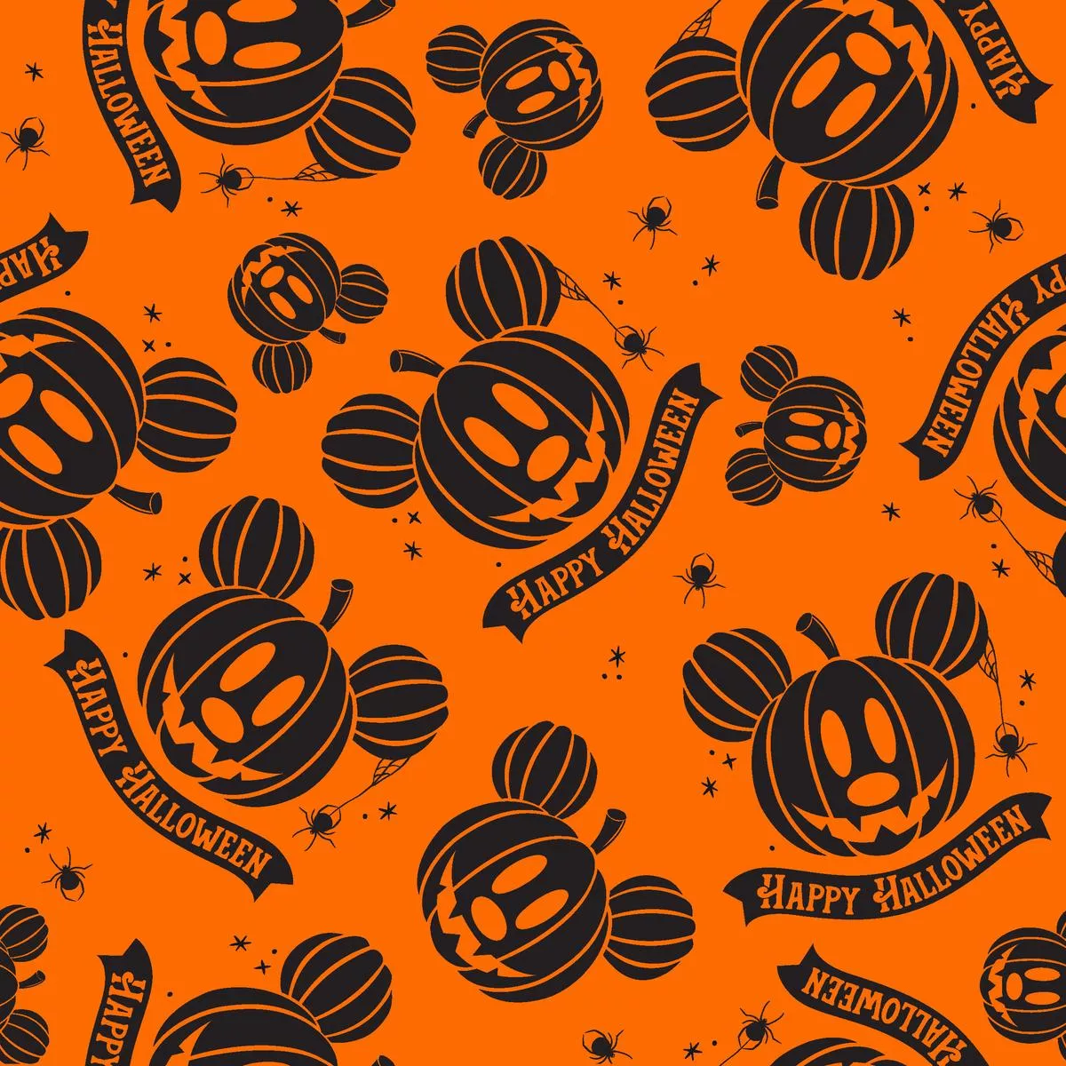 disney-mickey-mouse-orange-halloween-pumpkin-fabric Disney Mickey Mouse Orange Halloween Pumpkin Fabric