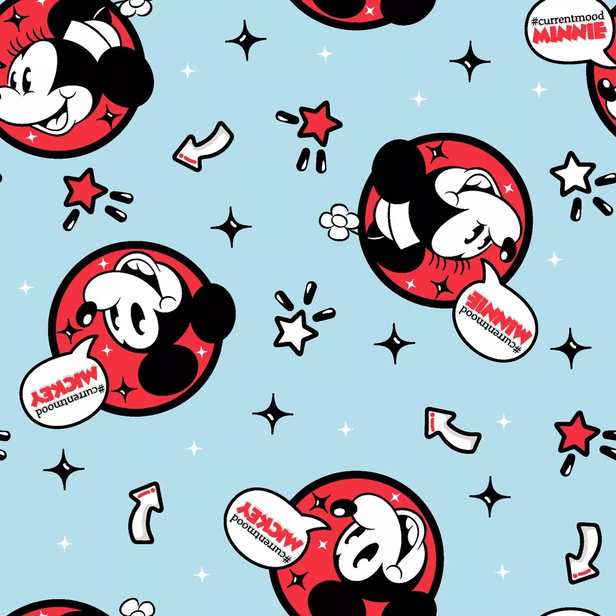disney-mickey-mouse-retro-circular-frame-fabric Disney Mickey Mouse Retro Circular Frame Fabric