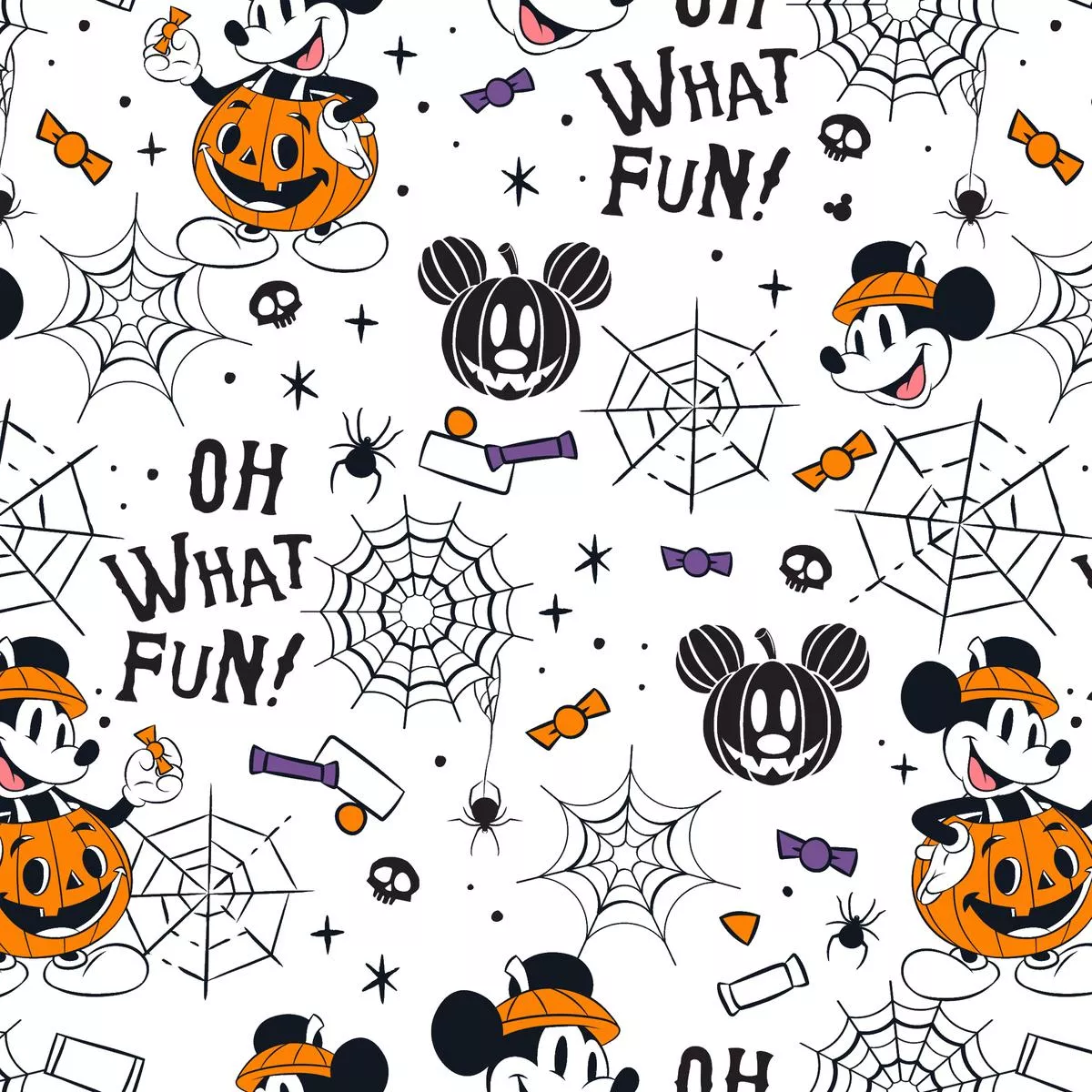 Disney Mickey Mouse White What Fun Fabric
