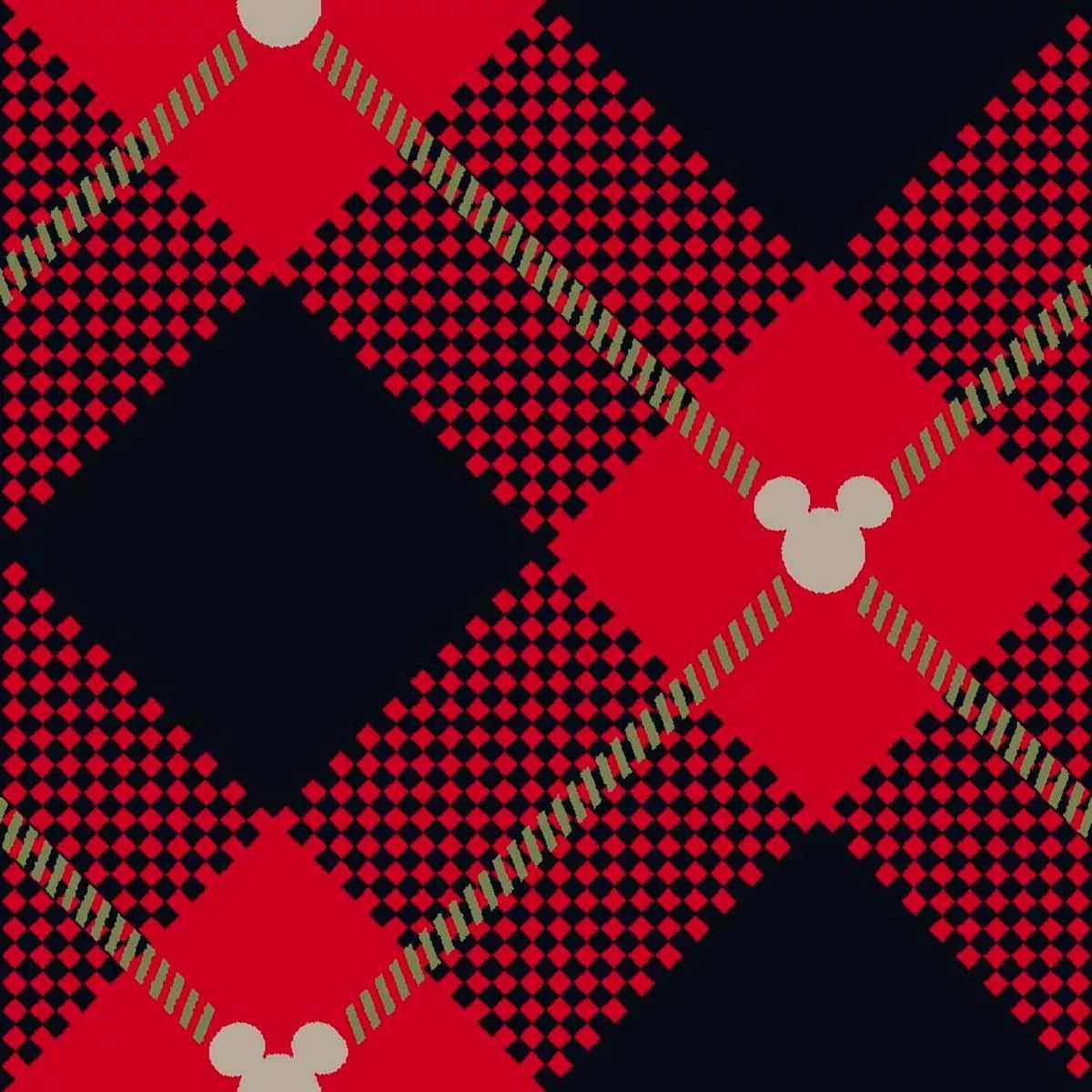 disney-mickey-mouse-yuletide-plaid-on-red Disney Mickey Mouse Yuletide Plaid on Red