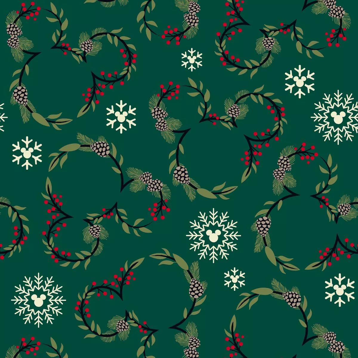 disney-mickey-mouse-yuletide-wreath-on-green Disney Mickey Mouse Yuletide Wreath on Green
