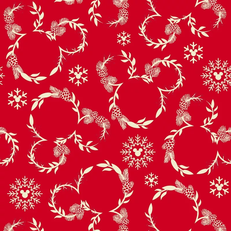 disney-mickey-mouse-yuletide-wreath-on-red Disney Mickey Mouse Yuletide Wreath on Red
