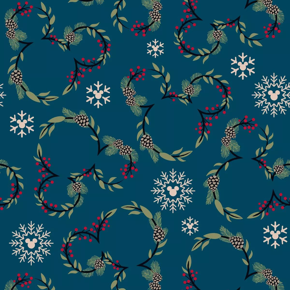Disney Mickey Mouse Yuletide Wreath on Teal
