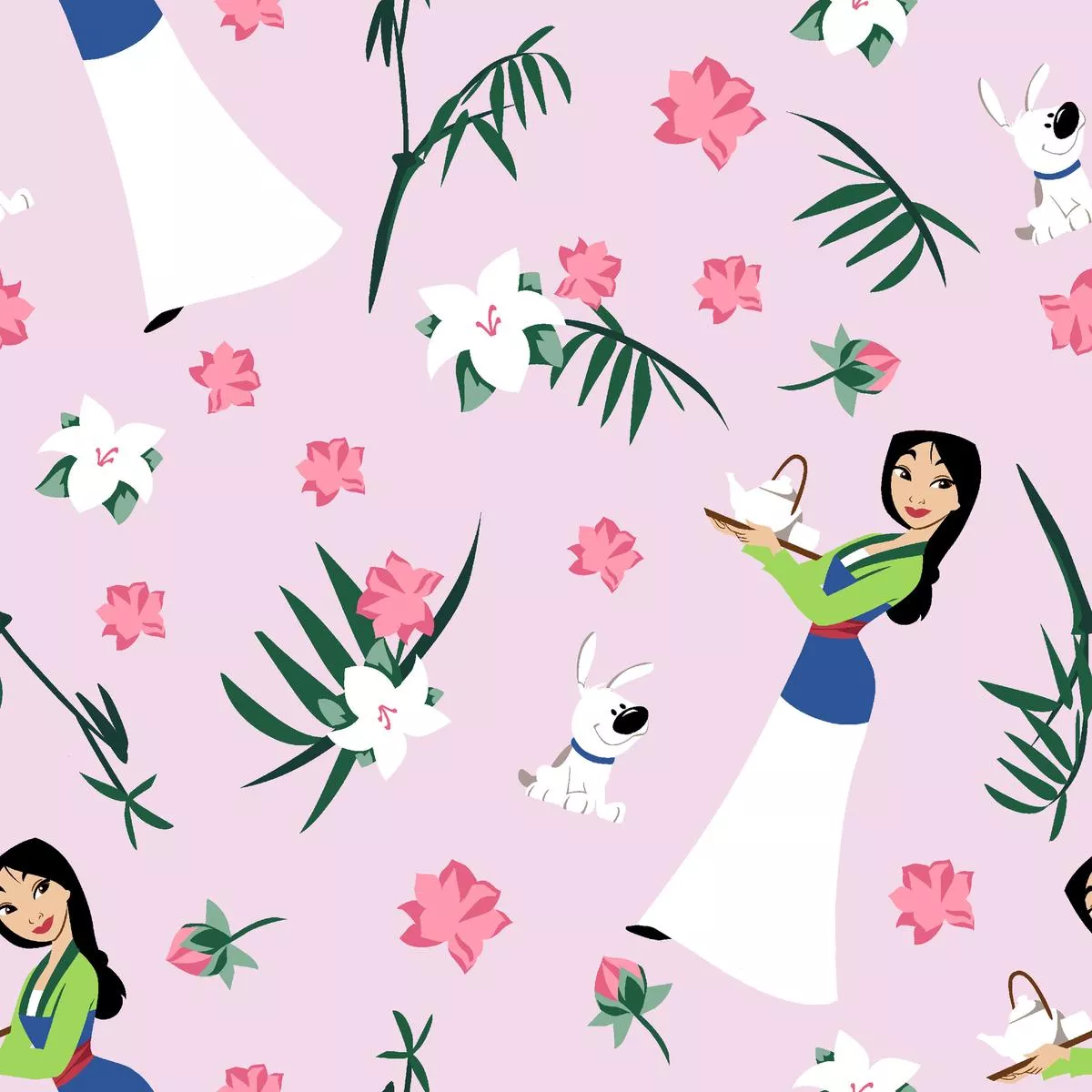 disney-mulan-tea-party-fabric Disney Mulan Tea Party Fabric