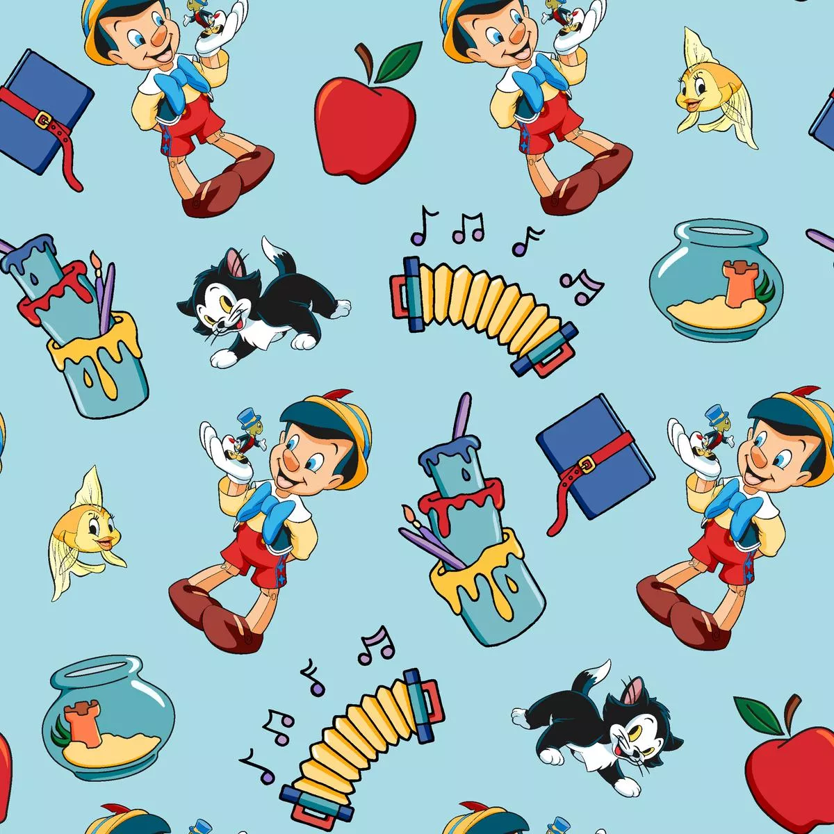 disney-pinocchio-blue-schoolboy-fabric Disney Pinocchio Blue Schoolboy Fabric