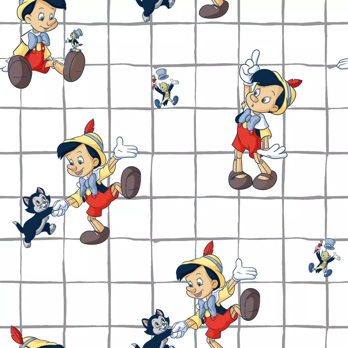 disney-pinocchio-white-grid-fabric Disney Pinocchio White Grid Fabric