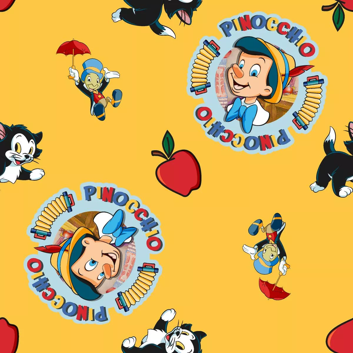 disney-pinocchio-yellow-schoolboy-fabric Disney Pinocchio Yellow Schoolboy Fabric