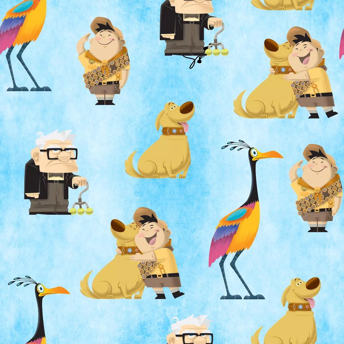 disney-pixar-up-blue-colorful-character-fabric Disney Pixar Up Blue Colorful Character Fabric