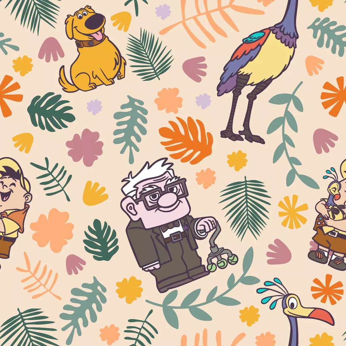 disney-pixar-up-tropical-character-fabric Disney Pixar Up Tropical Character Fabric