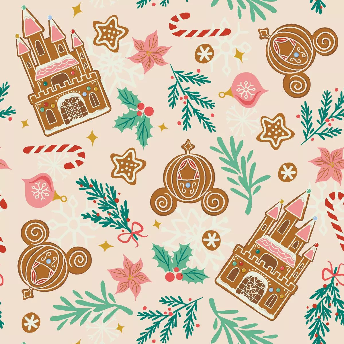 disney-princess-gingerbread-fantasy-fabric Disney Princess Gingerbread Fantasy Fabric
