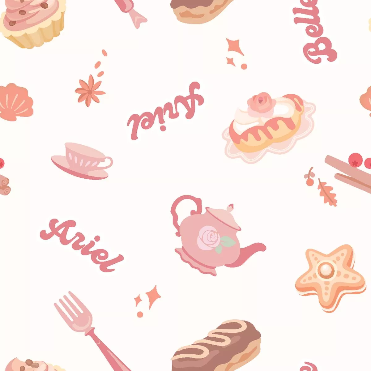 disney-princess-pink-pastry-tea-fabric Disney Princess Pink Pastry & Tea Fabric