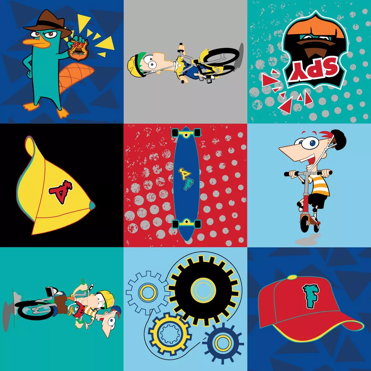 disney-s-phineas-ferb-character-grid-fabric Disney’s Phineas & Ferb Character Grid Fabric
