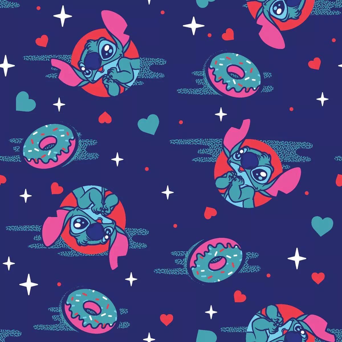 disney-stitch-donut-adventure-fabric Disney Stitch Donut Adventure Fabric