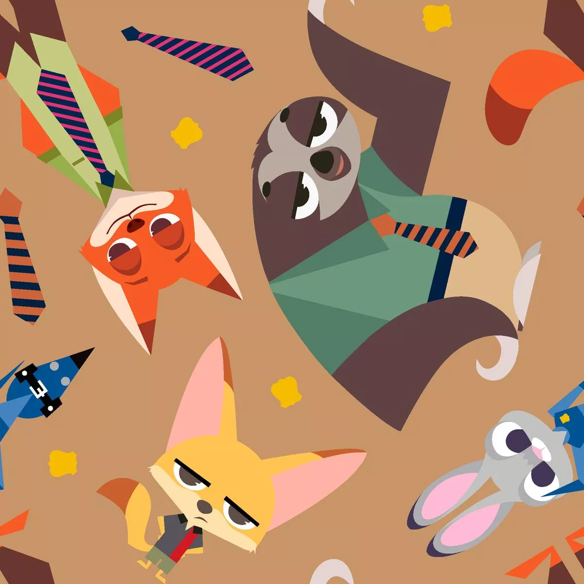 disney-zootopia-character-toss-on-brown-fabric Disney Zootopia Character Toss on Brown Fabric