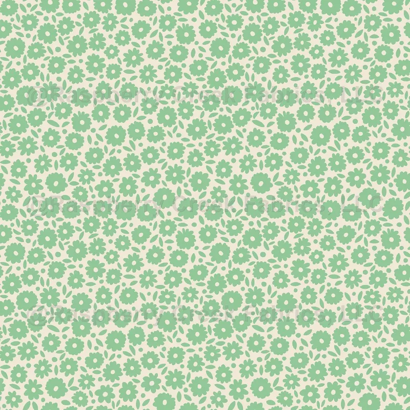 Ditsy Daisy in Spring Green on Beige