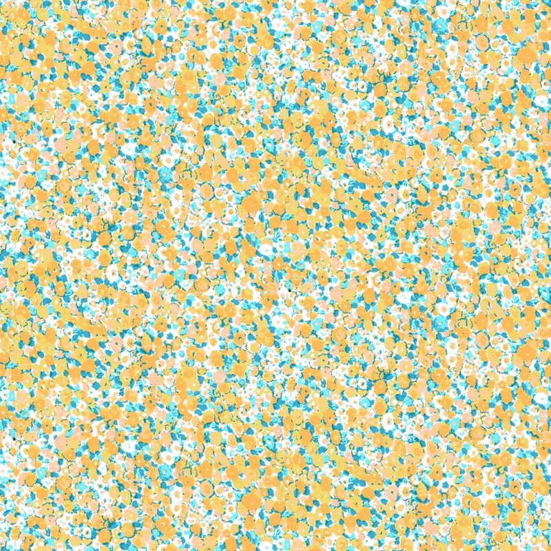 Ditsy Floral on Gold & Blue Fabric