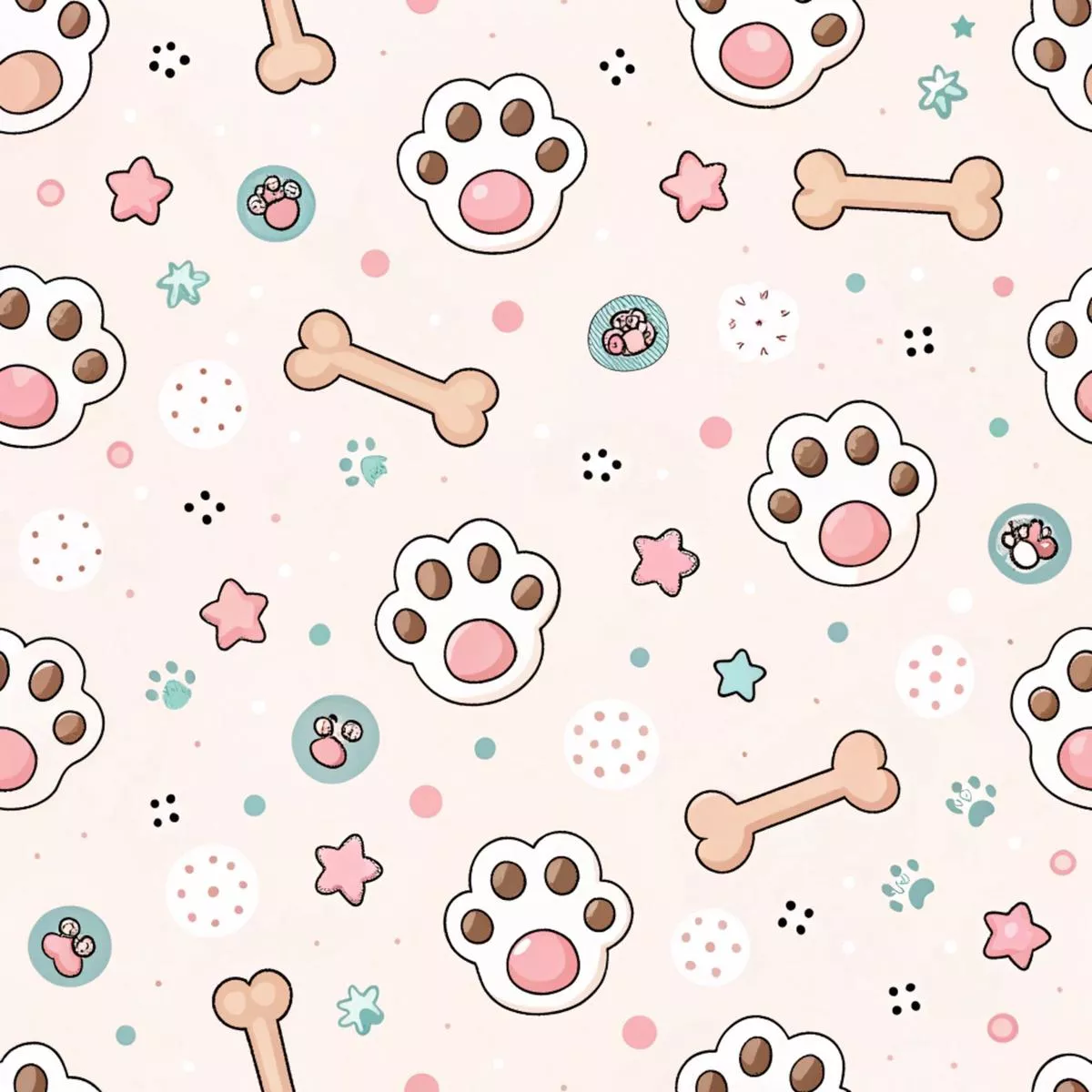 Dog Paws Pattern 1 Quilting Cotton Fabric