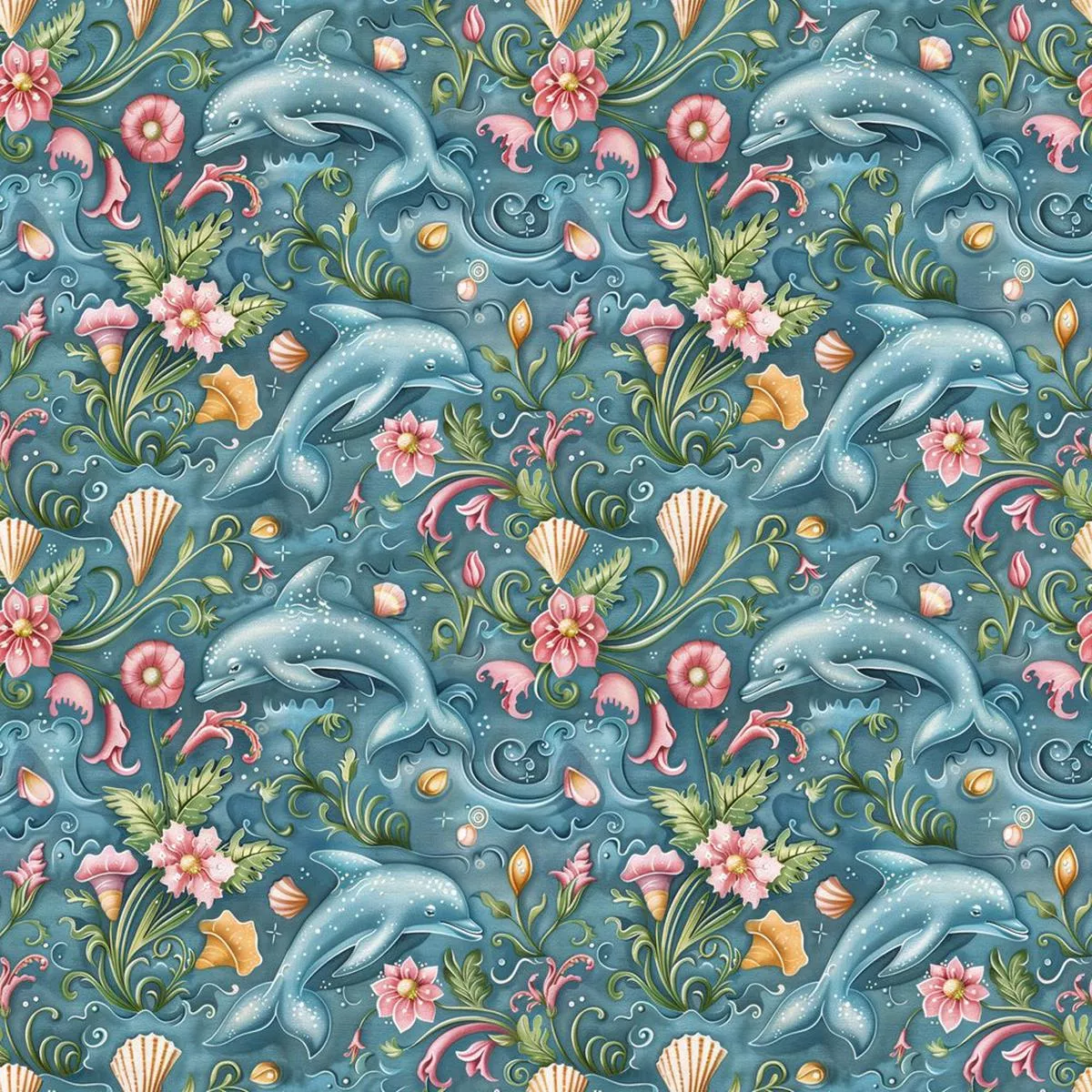 dolphin-bay-pattern-3-fabric The Dolphin Bay Pattern #3 Fabric