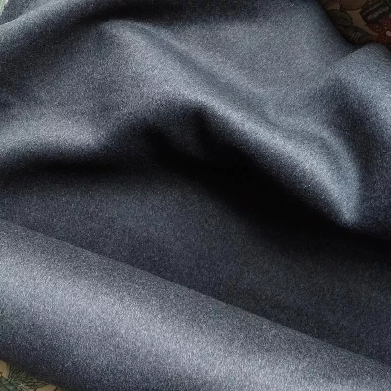 double-weave-wool-flannel-coating-charcoal Double Weave Wool Flannel Coating / Charcoal