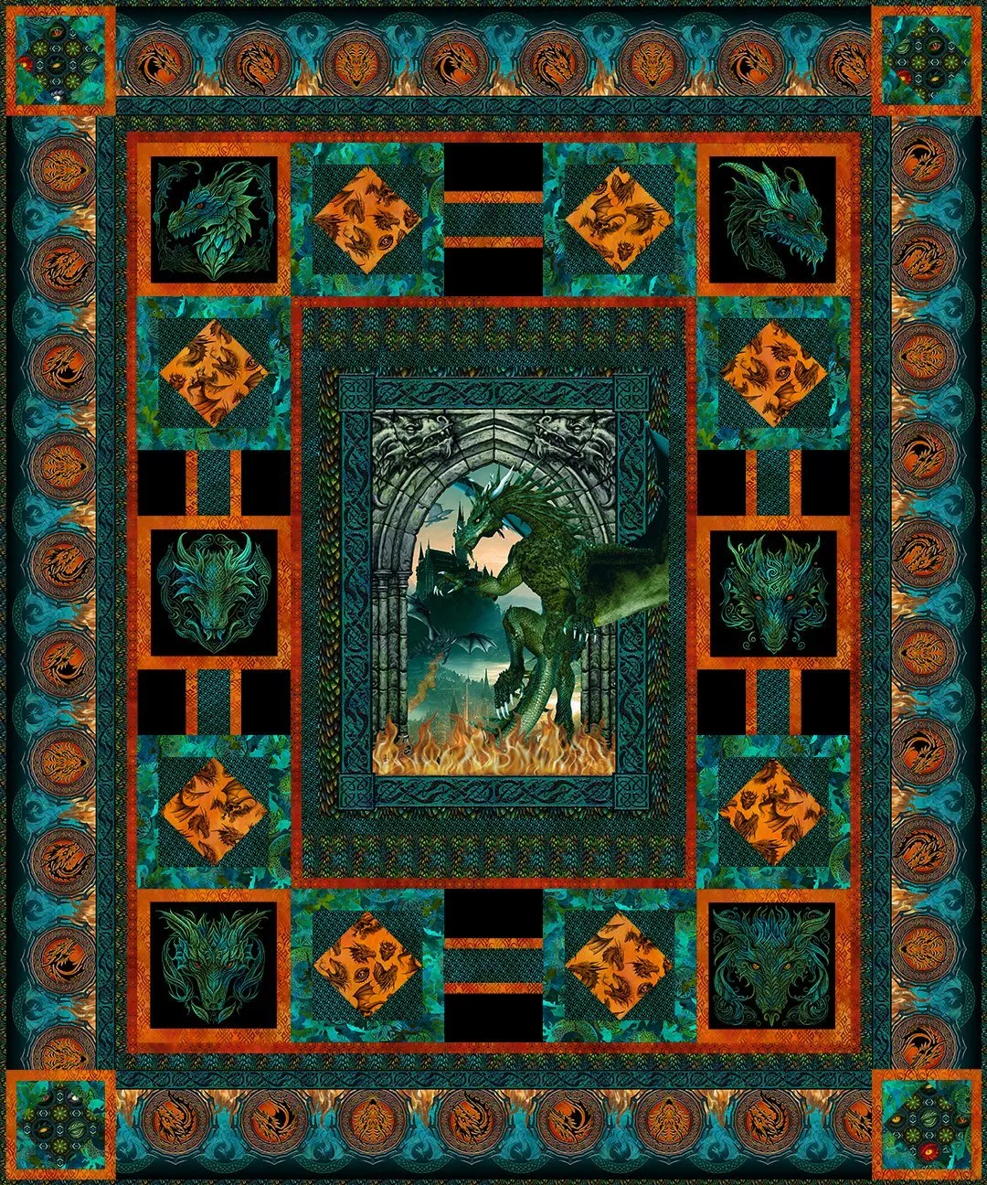 dragons-emerald-reign-pattern-in-beginning-fabrics Dragons Emerald Reign Pattern || In The Beginning Fabrics