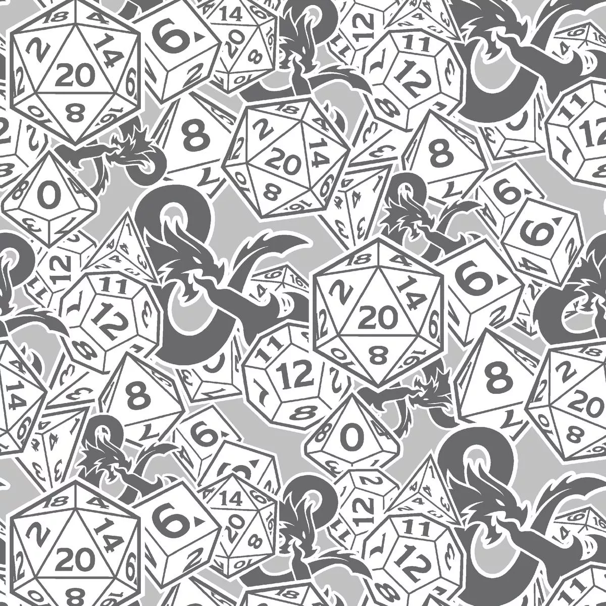 dungeons-dragons-ampers-dice-grey-fabric Dungeons & Dragons Ampers and Dice Grey Fabric