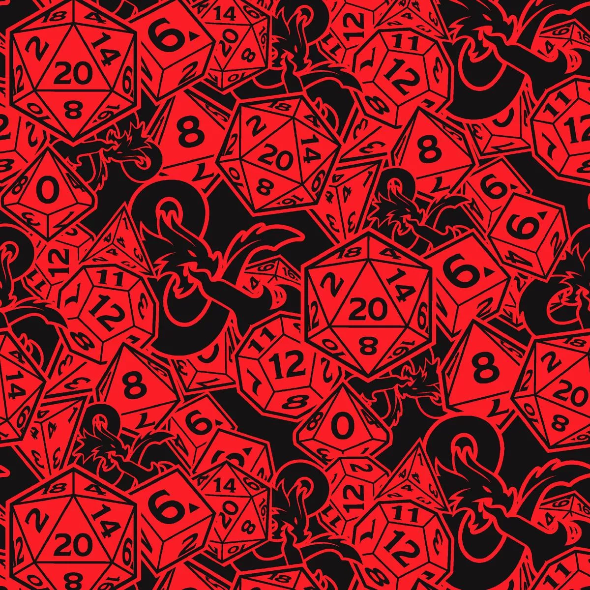 dungeons-dragons-ampers-dice-red-fabric Dungeons & Dragons Ampers and Dice Red Fabric