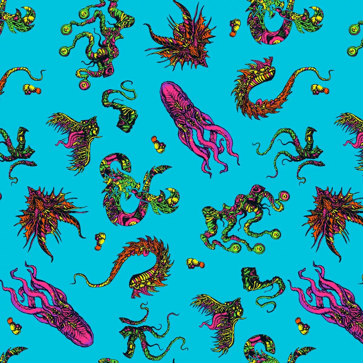 dungeons-dragons-monster-toss-on-blue-fabric Dungeons & Dragons Monster Toss on Blue Fabric