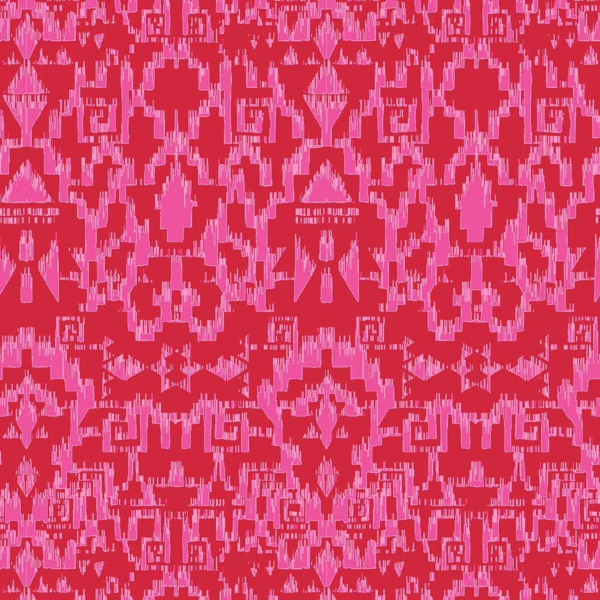 Echo Ikat on Pink & Red Fabric