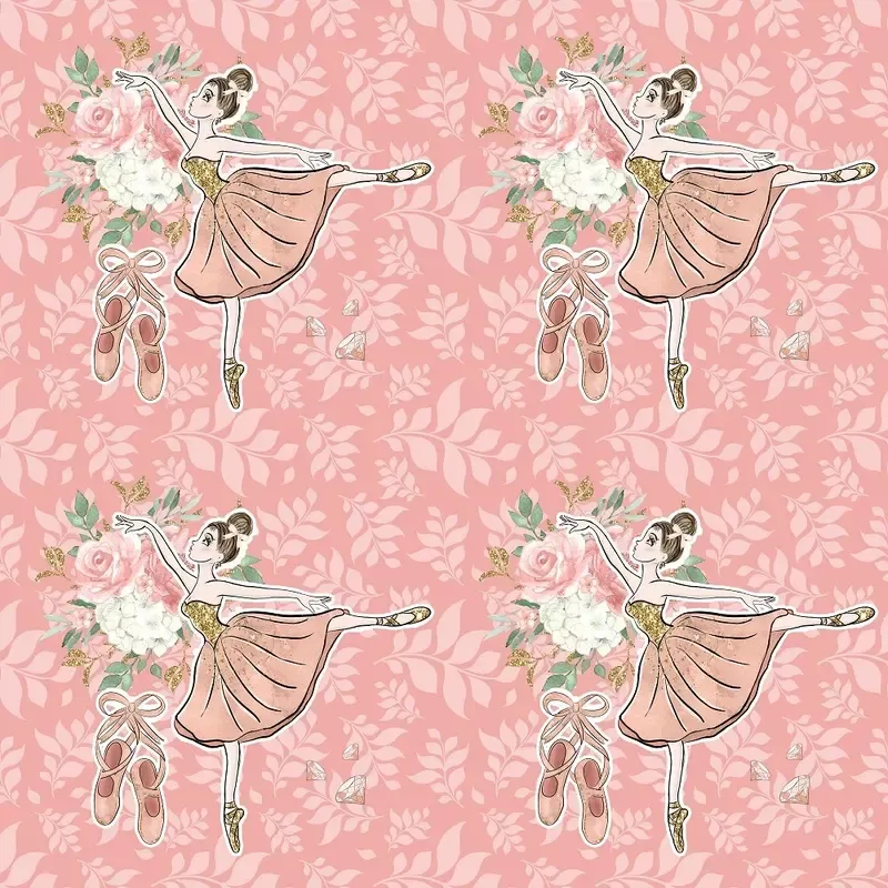 elegant-dancing-ballerina-on-leaf-fabric-pink Elegant Dancing Ballerina on Leaf Fabric – Pink