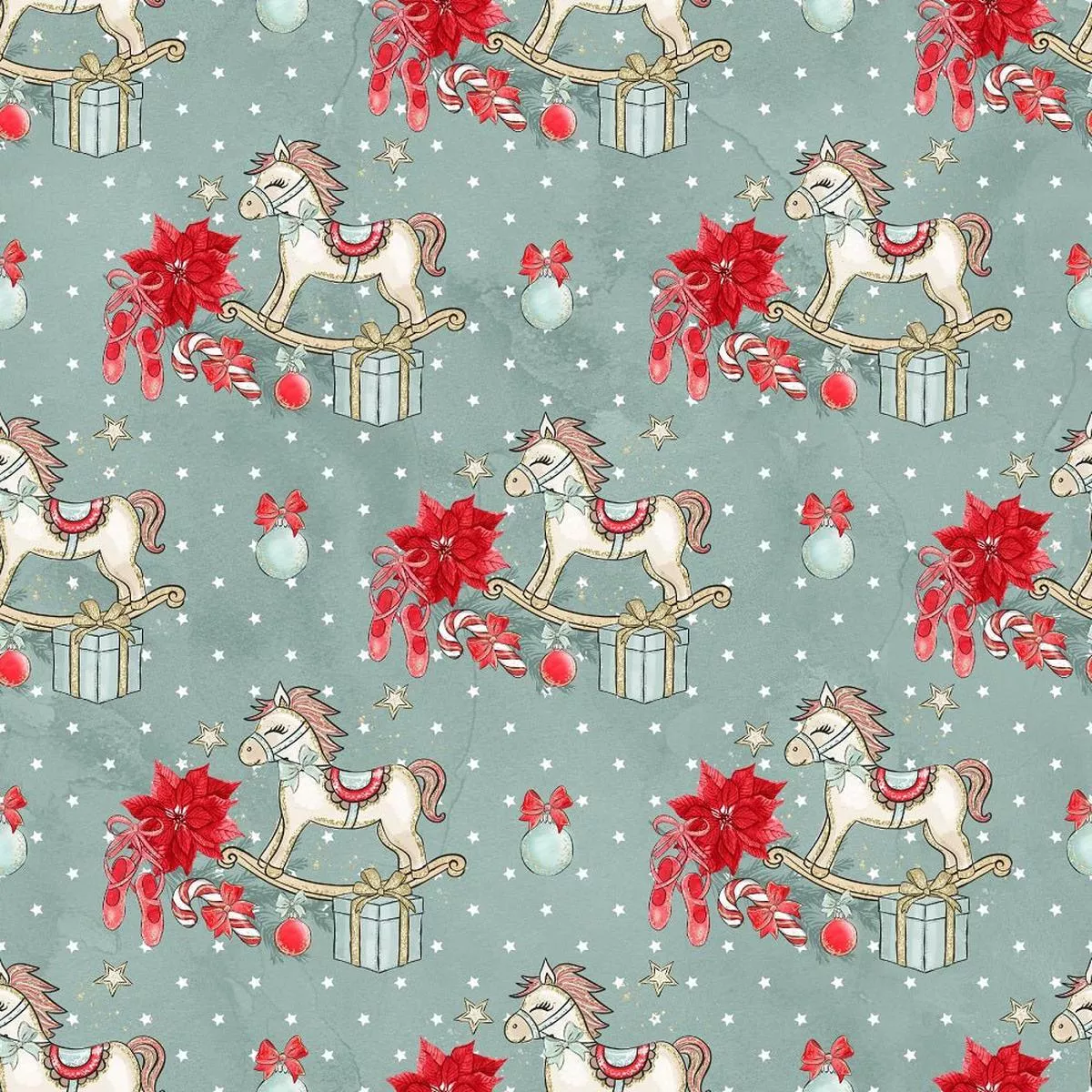 elegant-nutcracker-rocking-horse-fabric-green Elegant Nutcracker Rocking Horse Fabric – Green