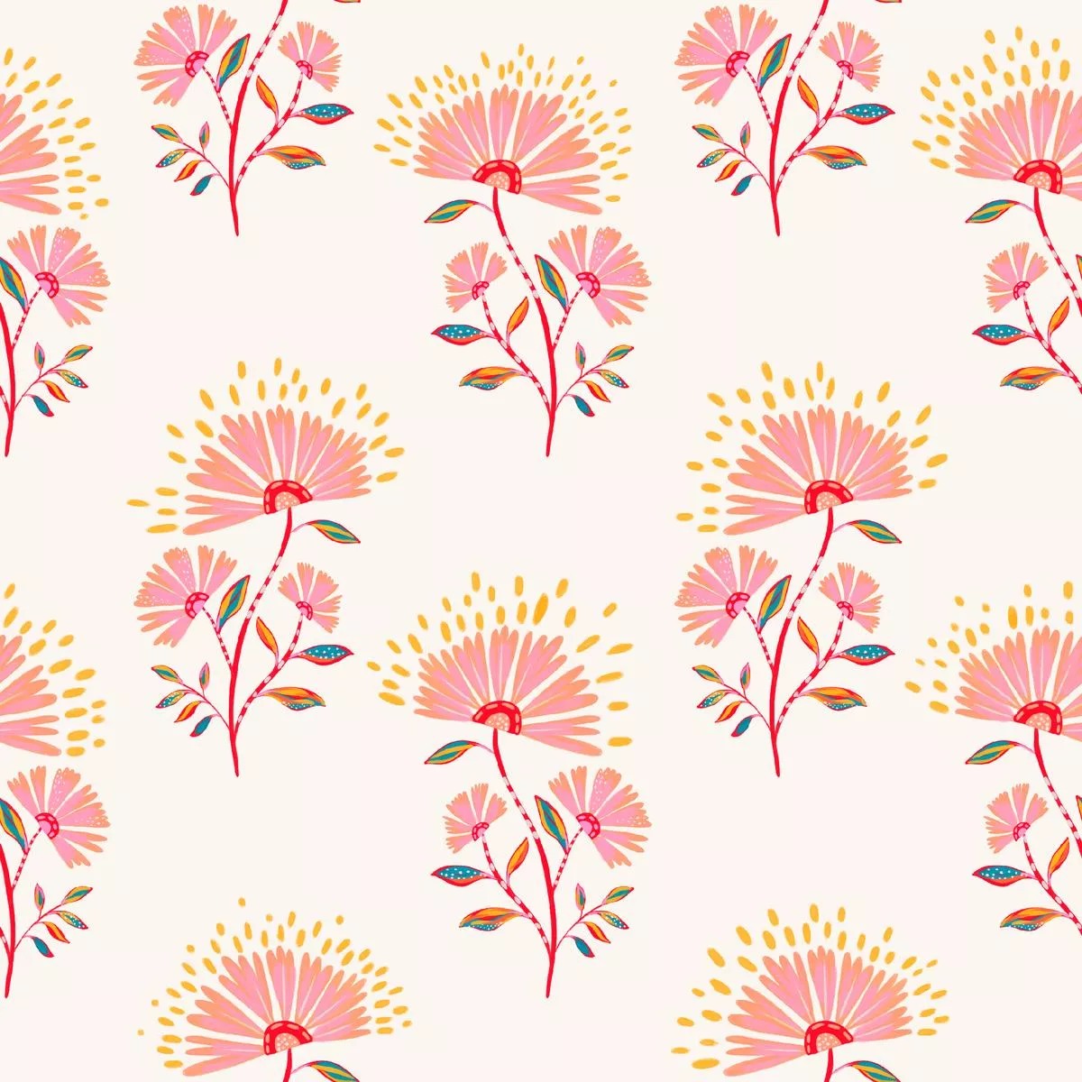 ettavee-blooming-flowers-on-cream-fabric EttaVee Blooming Flowers on Cream Fabric