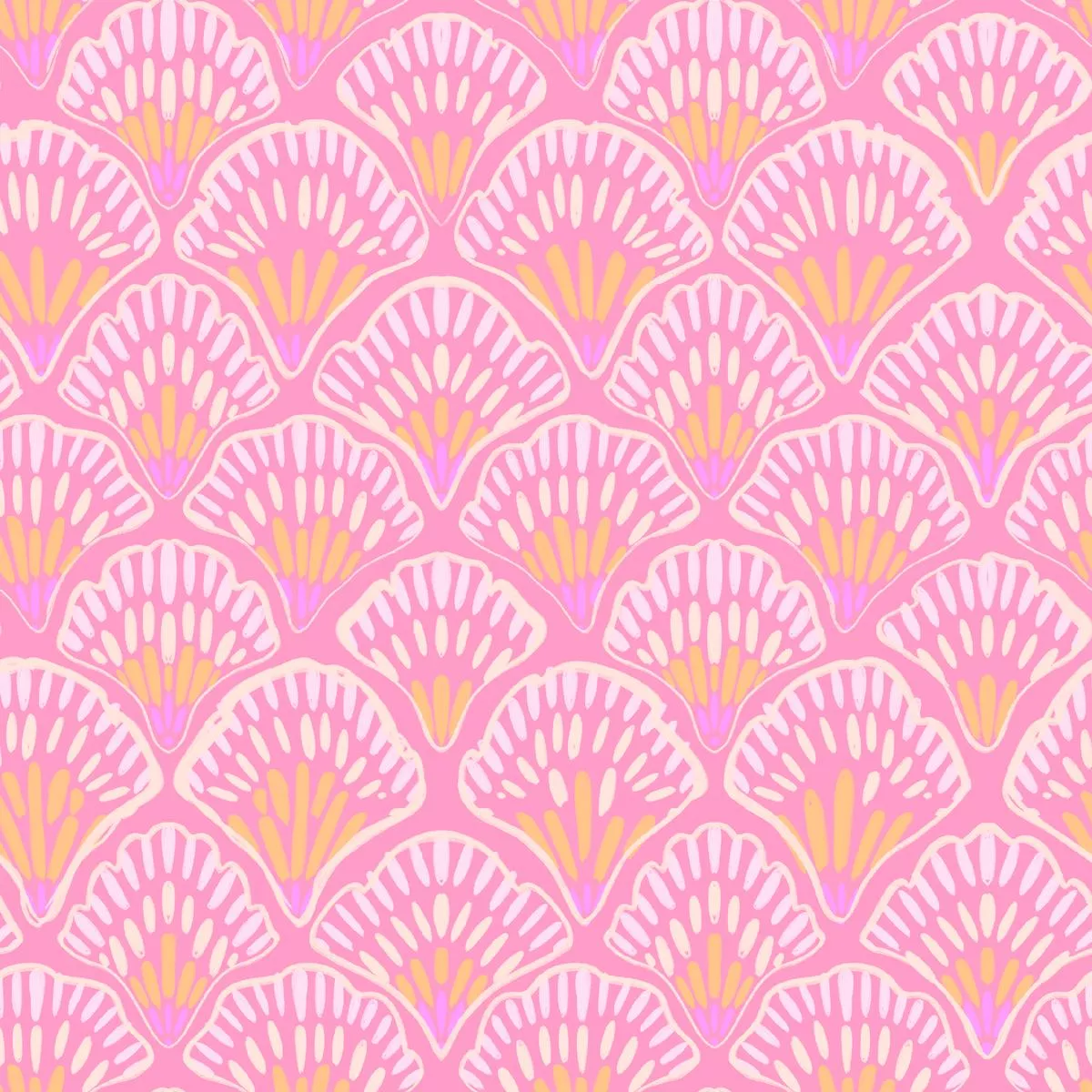 ettavee-coastal-cutie-pink-orange-shells-fabric EttaVee Coastal Cutie Pink & Orange Shells Fabric