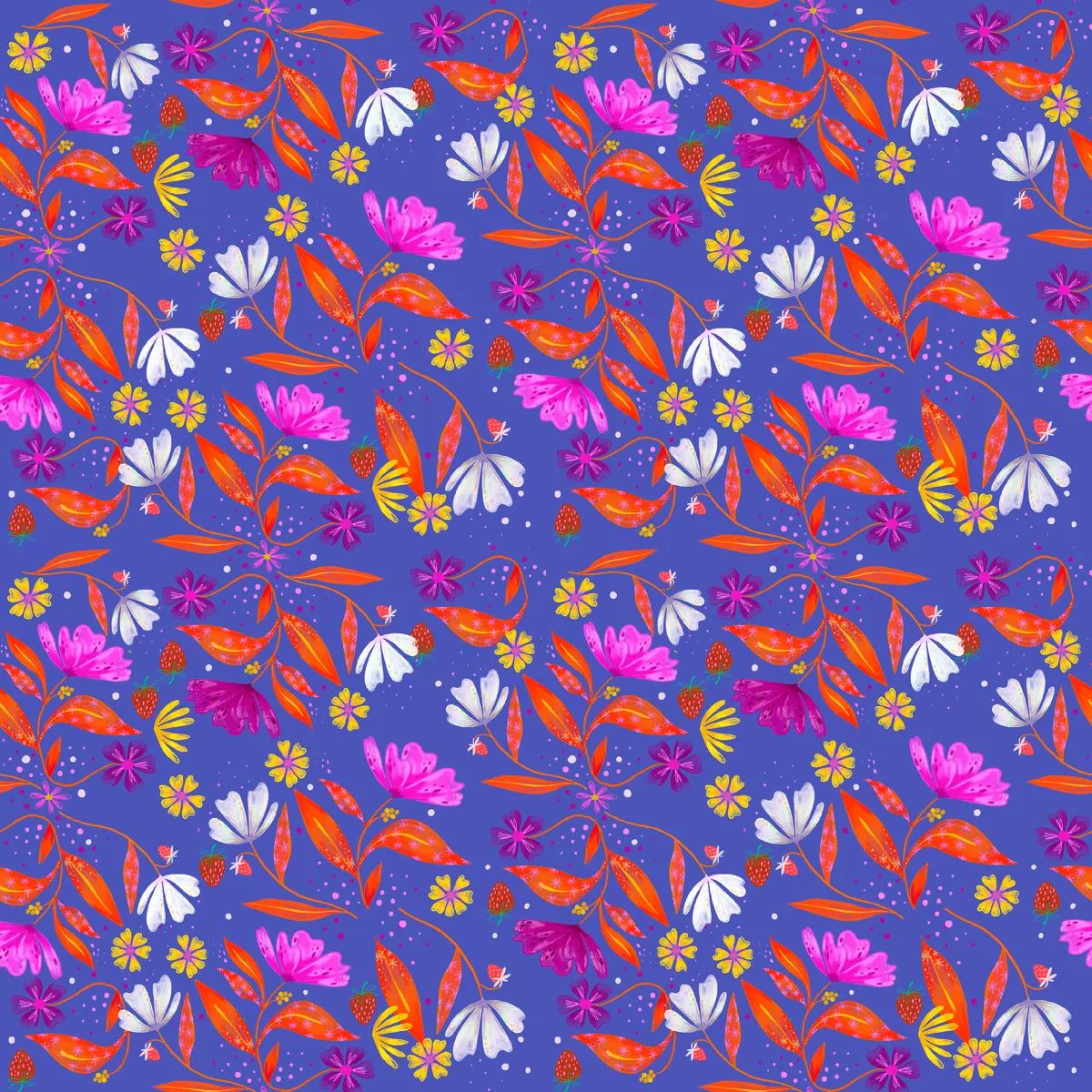 ettavee-cottage-fleurs-on-purple-fabric EttaVee Cottage Fleurs on Purple Fabric