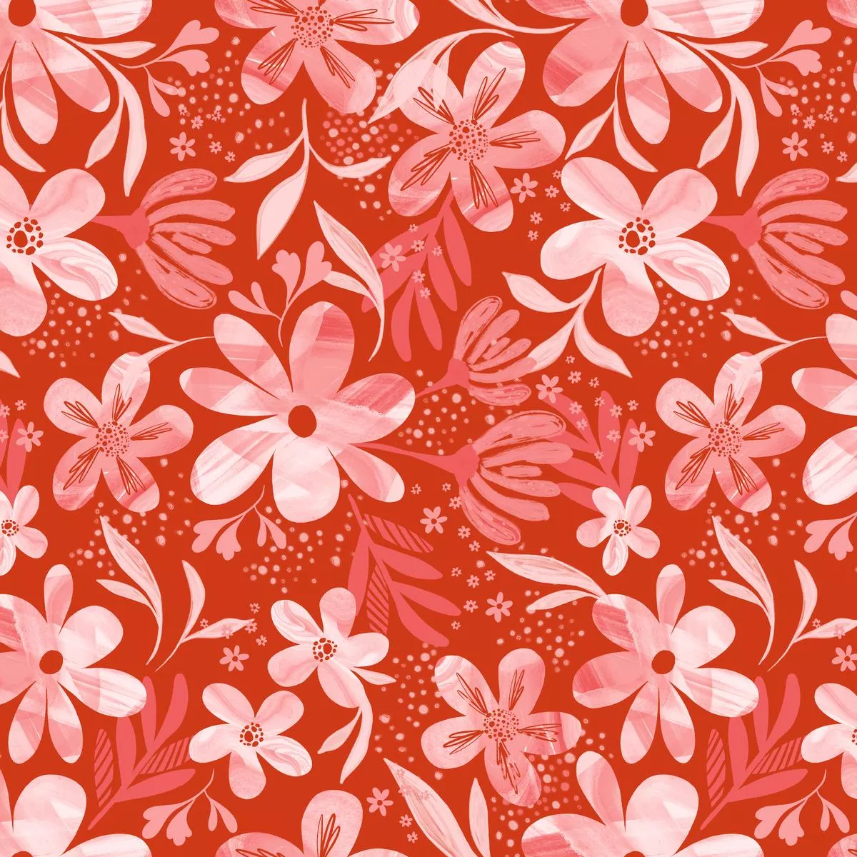 ettavee-pink-blooms-on-red-fabric EttaVee Pink Blooms on Red Fabric